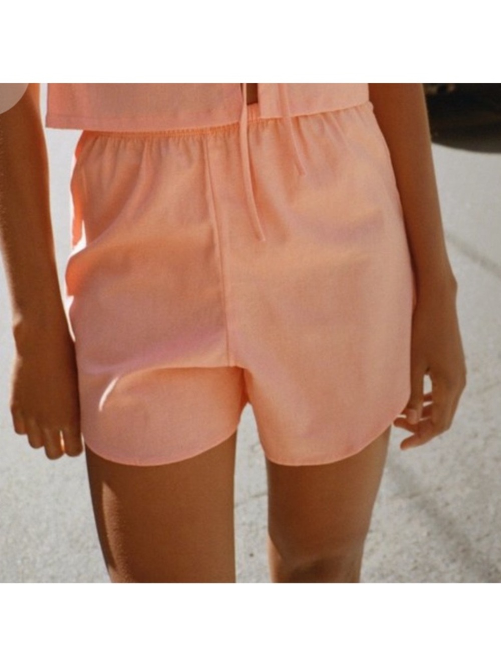 Lisa Says Gah Capri Linen Shorts Mango Light Orange Linen Cotton Blend